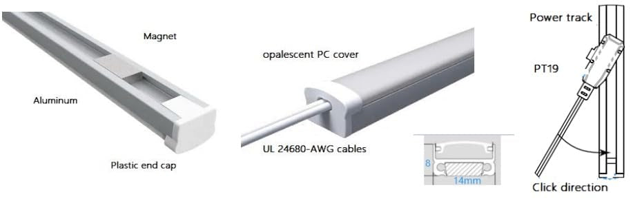 TITATEC Gondola Shelving Lighting LED Shelf Lights Bar for Retail Display Refrigerator Beverage Cooler Merchandiser Pure White 6000K Small Thin Design Easy to Install on Upright or Back Panel