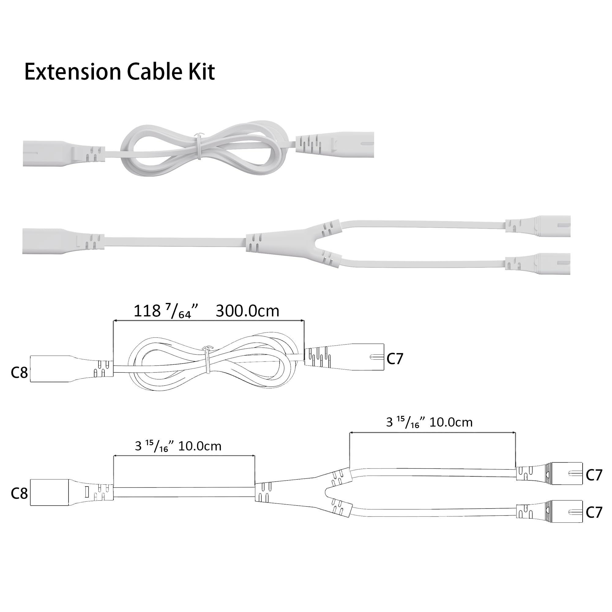 TITATEC Gondola Shelving Lights 36" kit and Power Supply Extender Splitter Cable Kit