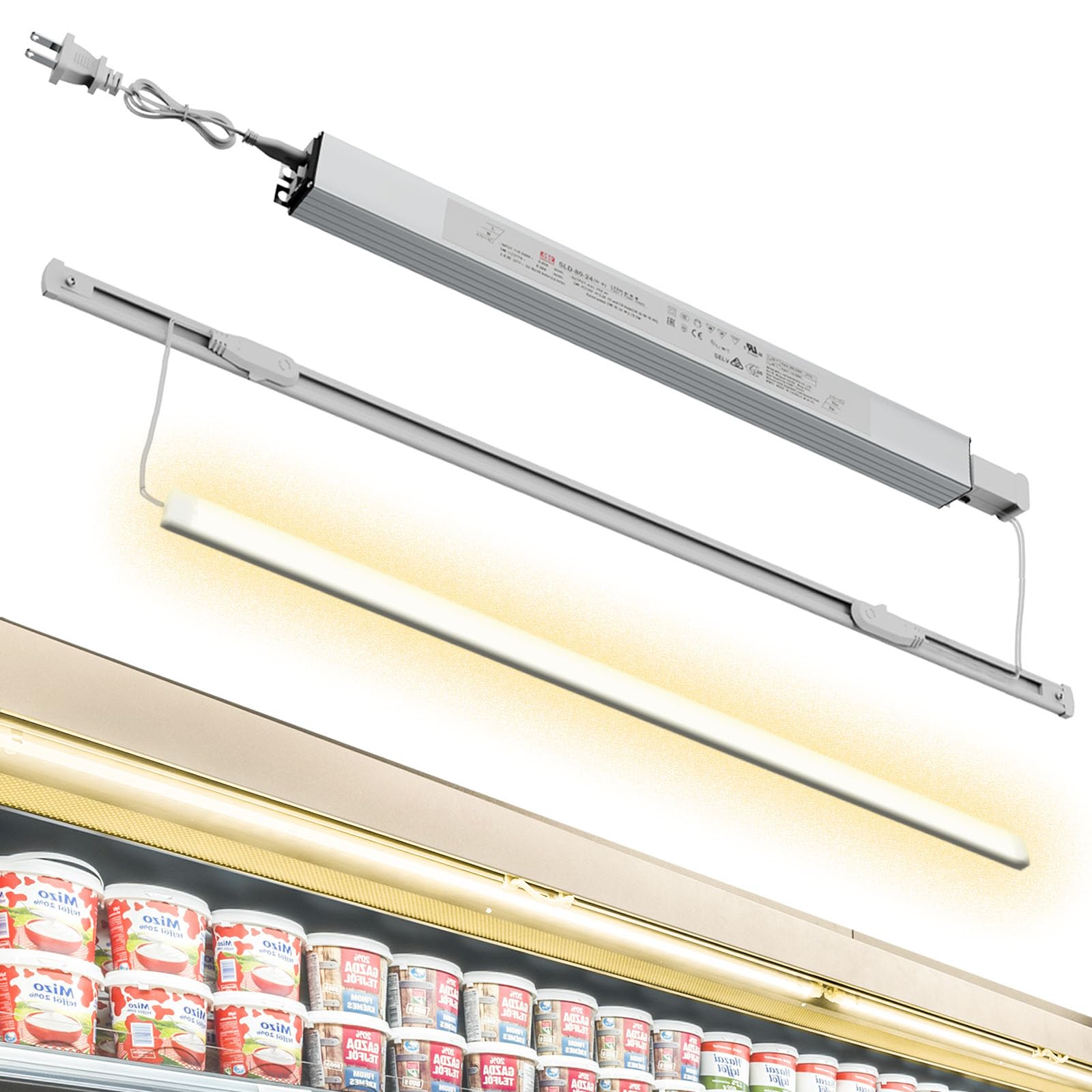 TITATEC Gondola Shelving Lights for 4ft Shelf Total 16-Pack LED Lights bar kit Includes Power Supply Bundling Extender Splitter Cable Kit