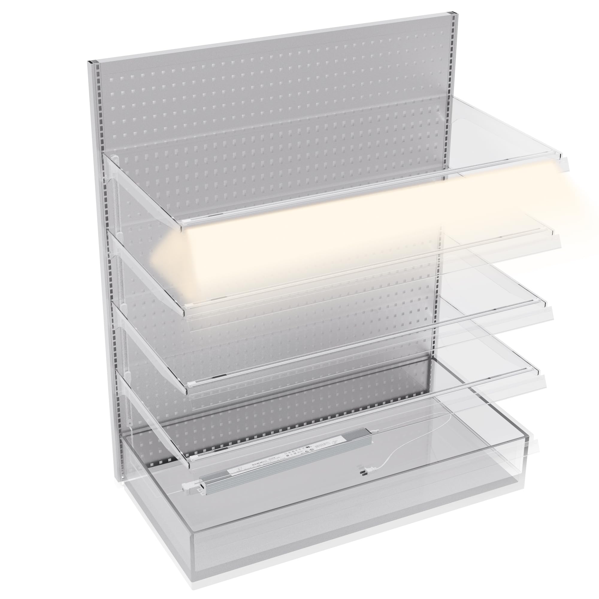 TITATEC Gondola Shelving Lights for 4ft Shelf Total 16-Pack LED Lights bar kit Includes Power Supply Bundling Extender Splitter Cable Kit